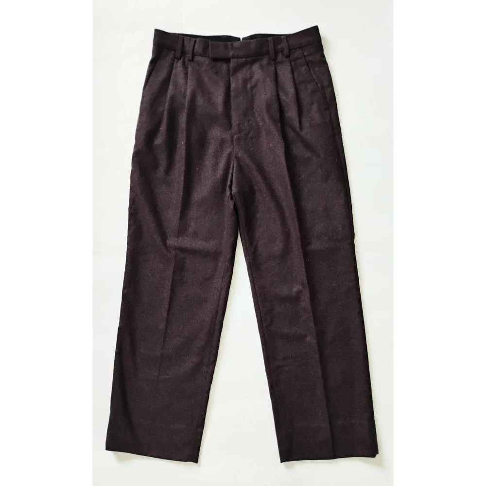 Banana Republic Straight Pants Mens 32x28 Burgundy Recycled Wool Pleated Italian